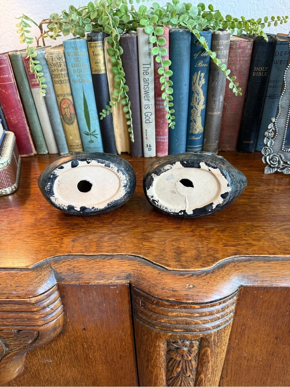 Vintage MCM Swan Figurine Pair • Black Matte with Gold Accent